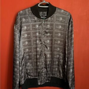 Men's Charcoal Patterned Bomber Jacket